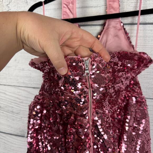 Bardot Junior Girl's Pink Azalea Sequin Halter Neck Party Dress Size 12 - Picture 9 of 12